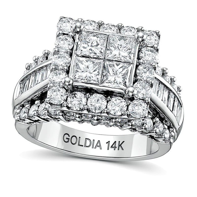3.0 CT. TW Quad Princess-Cut Diamond Engagement Ring in 14K White Gold