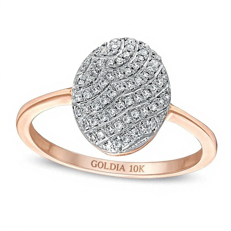 0.17 CT. TW Diamond Oval Striped Ring in 10K Rose Gold