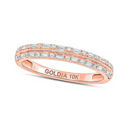 0.2 CT. TW Baguette Diamond Double Row Vintage-Style Band in 10K Rose Gold
