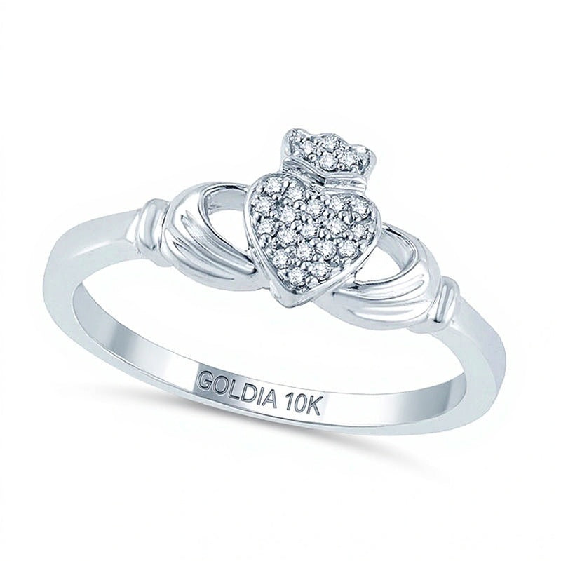 Diamond Accent Claddagh Promise Ring in 10K White Gold