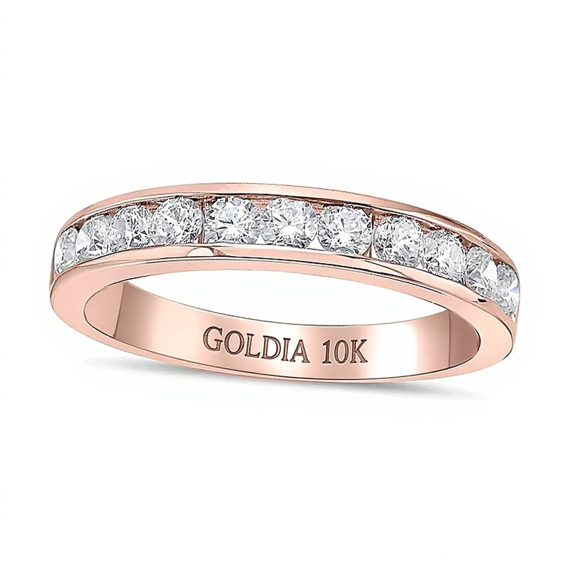 0.75 CT. TW Diamond Channel Eleven Stone Band in 10K Rose Gold (I/I2)