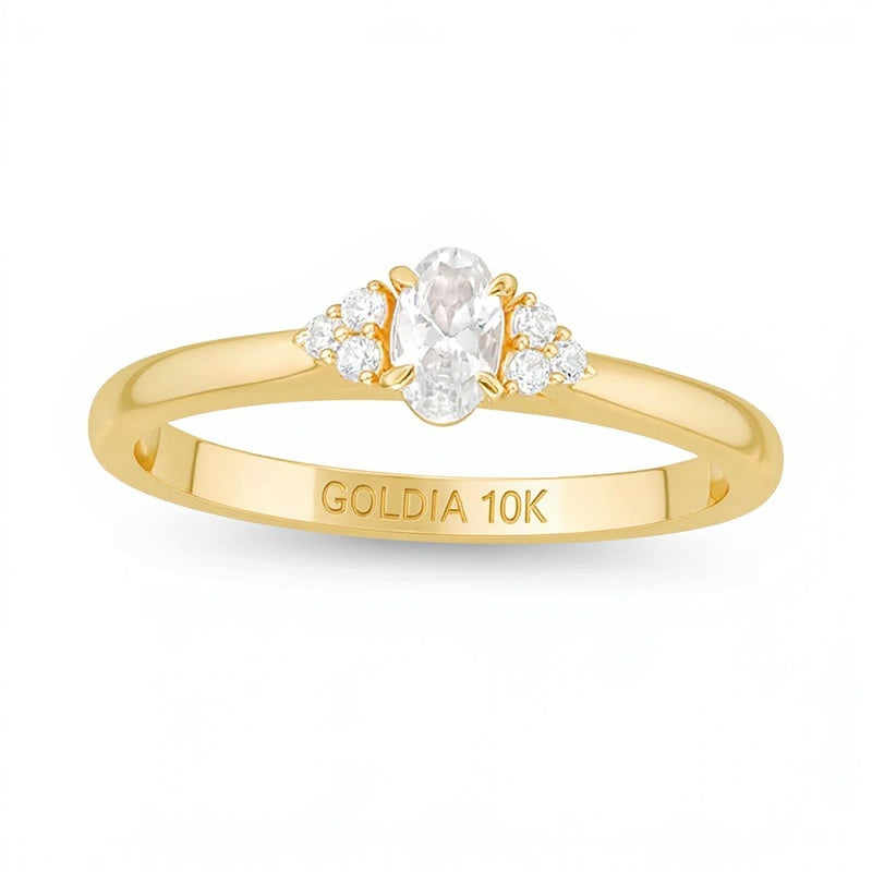 0.38 CT. TW Oval Diamond Tri-Sides Engagement Ring in 10K Gold