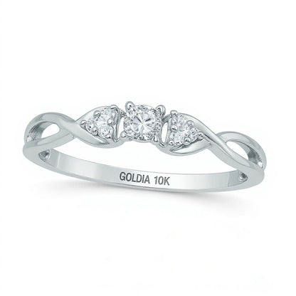 0.07 CT. TW Diamond Twist Shank Promise Ring in 10K White Gold