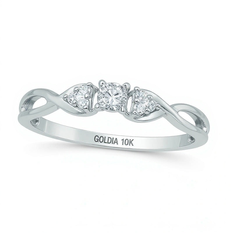 0.07 CT. TW Diamond Twist Shank Promise Ring in 10K White Gold