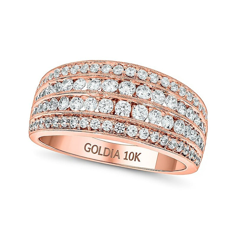 1.0 CT. TW Diamond Multi-Row Vintage-Style Band in 10K Rose Gold
