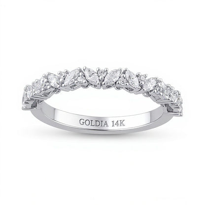 0.33 CT. TW Marquise and Round Diamond Slant Alternating Stackable Band in 14K White Gold