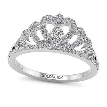 0.33 CT. TW Diamond Heart Crown Ring in 10K White Gold