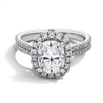 2.63 CT. TW Elongated Cushion-Cut Lab-Grown Diamond Frame Ring in 14K White Gold (F/VS2)