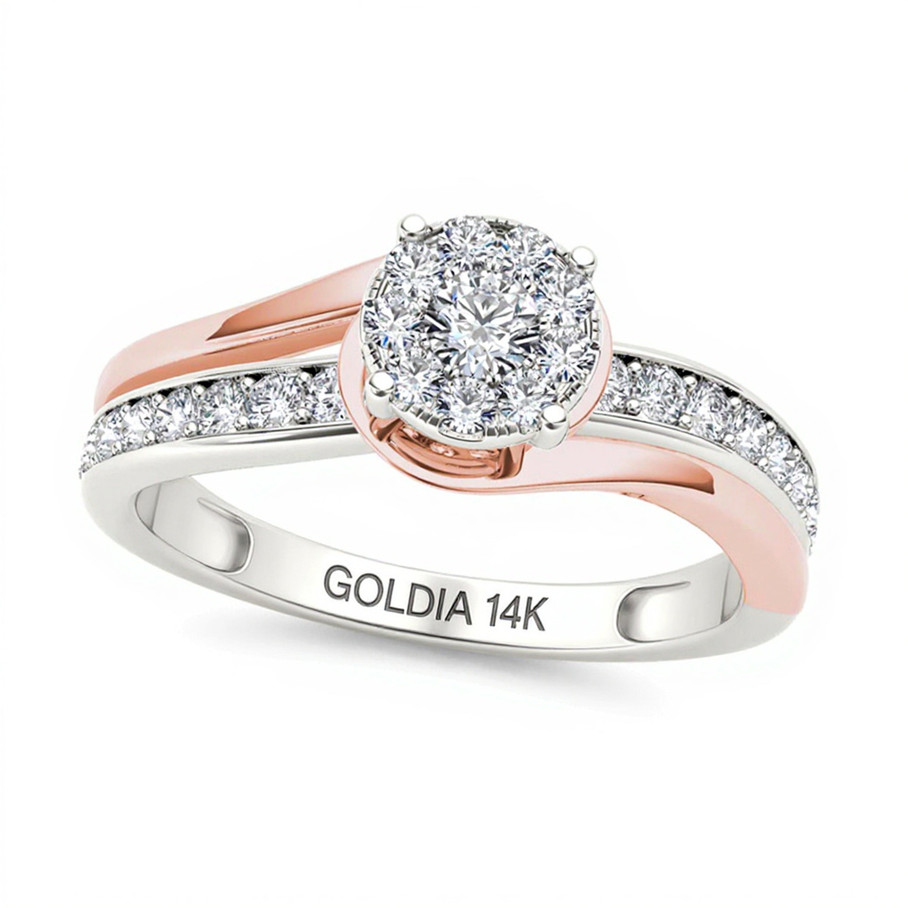 0.38 CT. TW Diamond Frame Bypass Engagement Ring in 14K Two-Tone Gold