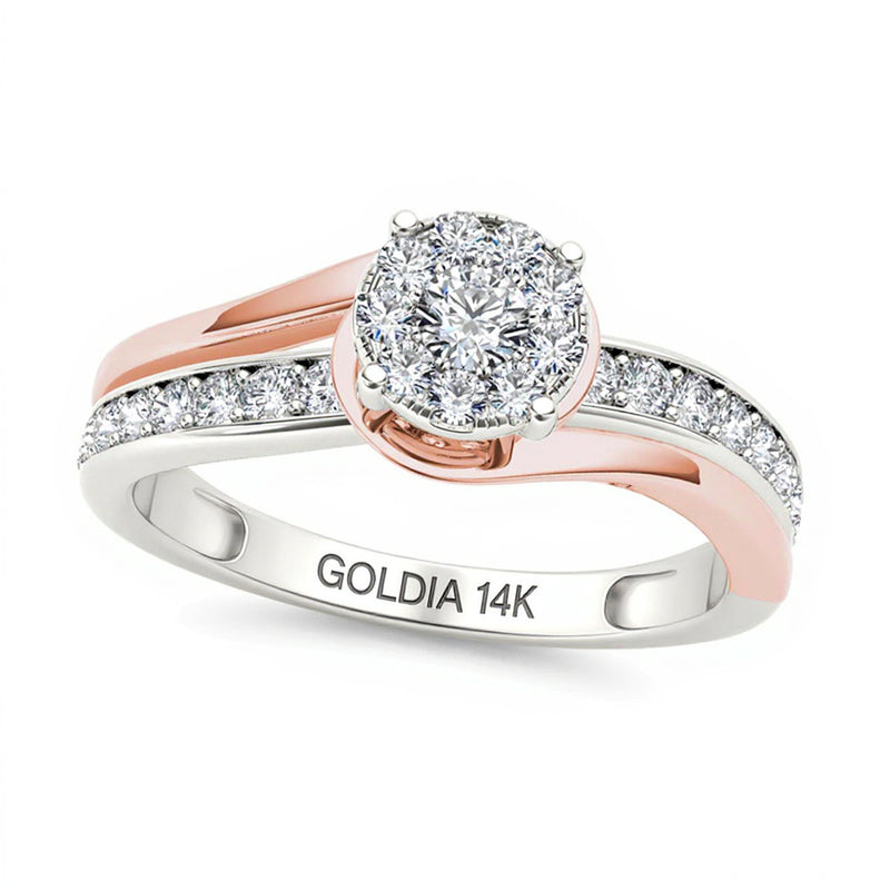 0.38 CT. TW Diamond Frame Bypass Engagement Ring in 14K Two-Tone Gold
