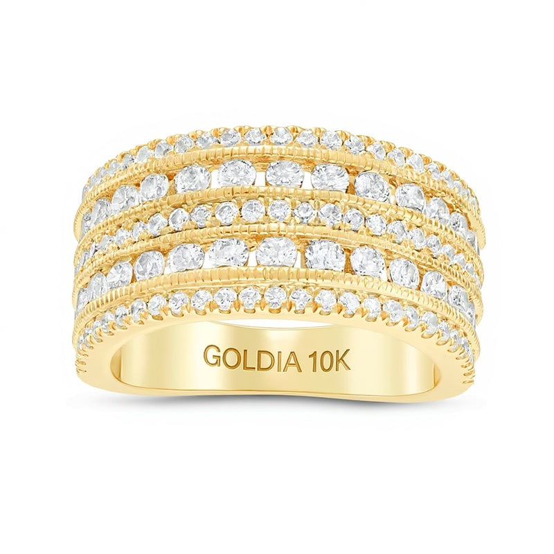 2.0 CT. TW Diamond Multi-Row Vintage-Style Engagement Ring in 10K Gold