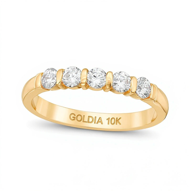 0.5 CT. TW Diamond Five Stone Vertical Bar Anniversary Band in 10K Gold