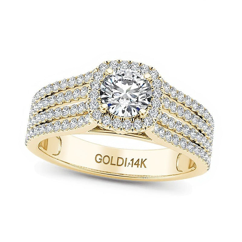 1.0 CT. TW Diamond Frame Multi-Row Engagement Ring in 14K Gold