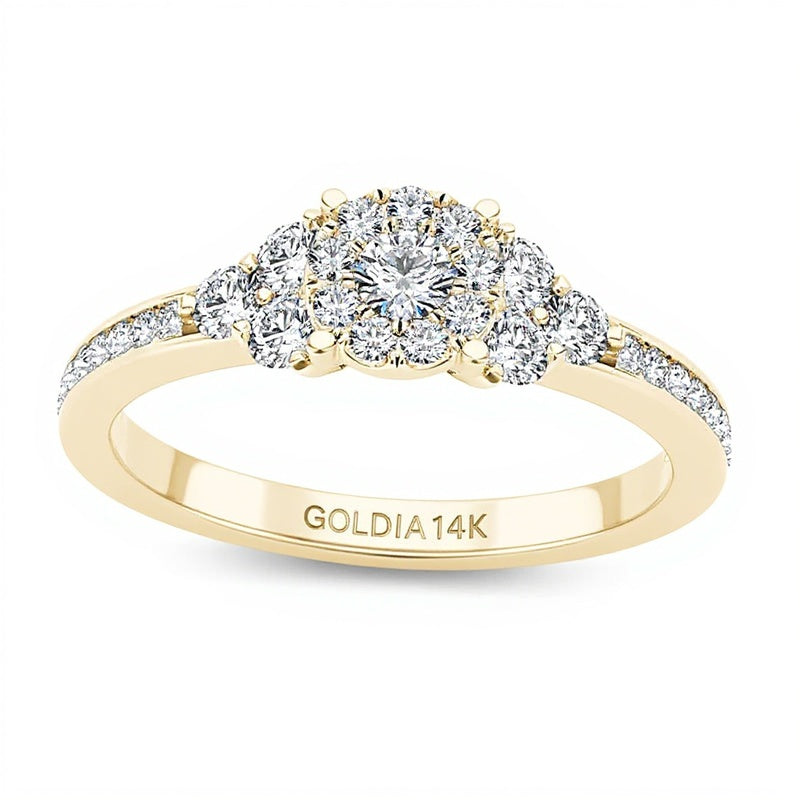 0.5 CT. TW Composite Diamond Tri-Sides Engagement Ring in 14K Gold