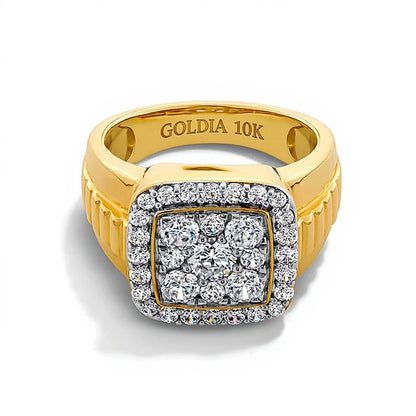 1.75 CT. TW Cushion-Shaped Lab-Grown Multi-Diamond Frame Ring in 10K Gold (F/VS2)