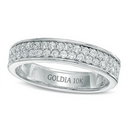0.5 CT. TW Diamond Double Row Wedding Band in 10K White Gold
