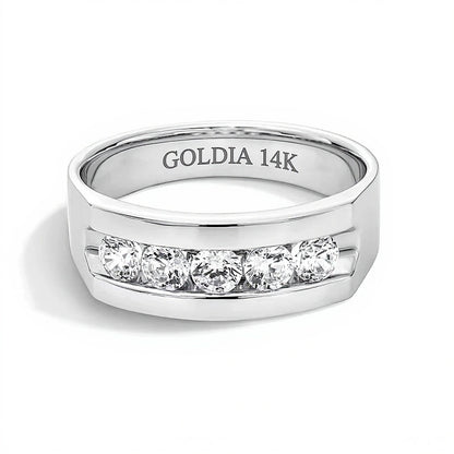 1.0 CT. TW Diamond Five Stone Channel Anniversary Band in 14K White Gold