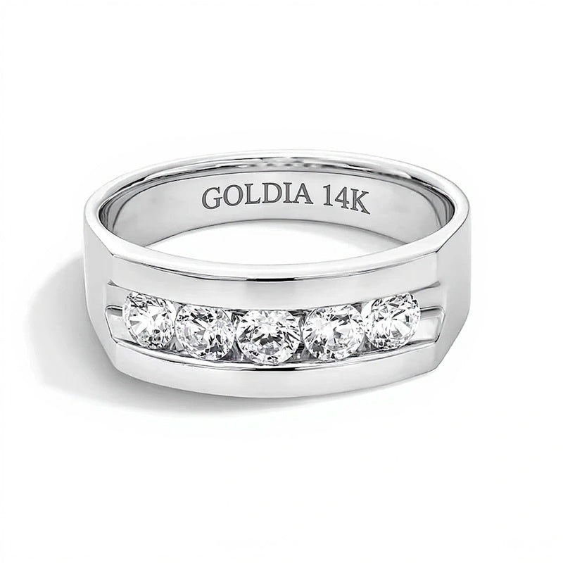 1.0 CT. TW Diamond Five Stone Channel Anniversary Band in 14K White Gold
