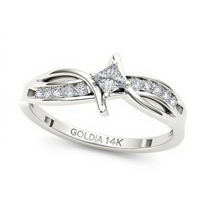 0.25 CT. TW Princess-Cut Diamond Bypass Promise Ring in 14K White Gold