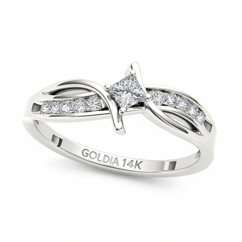 0.25 CT. TW Princess-Cut Diamond Bypass Promise Ring in 14K White Gold