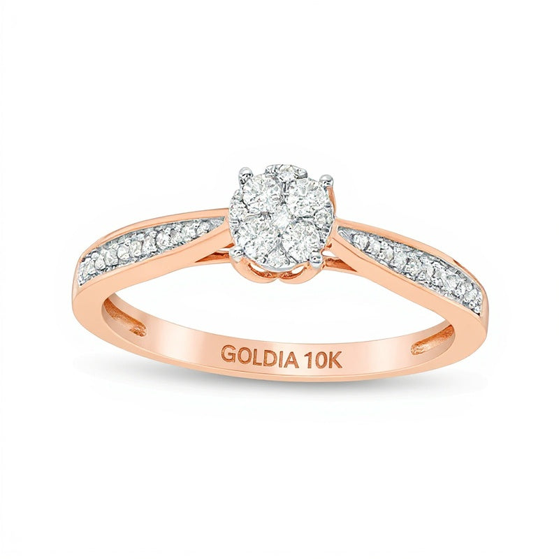 0.2 CT. TW Multi-Diamond Promise Ring in 10K Rose Gold