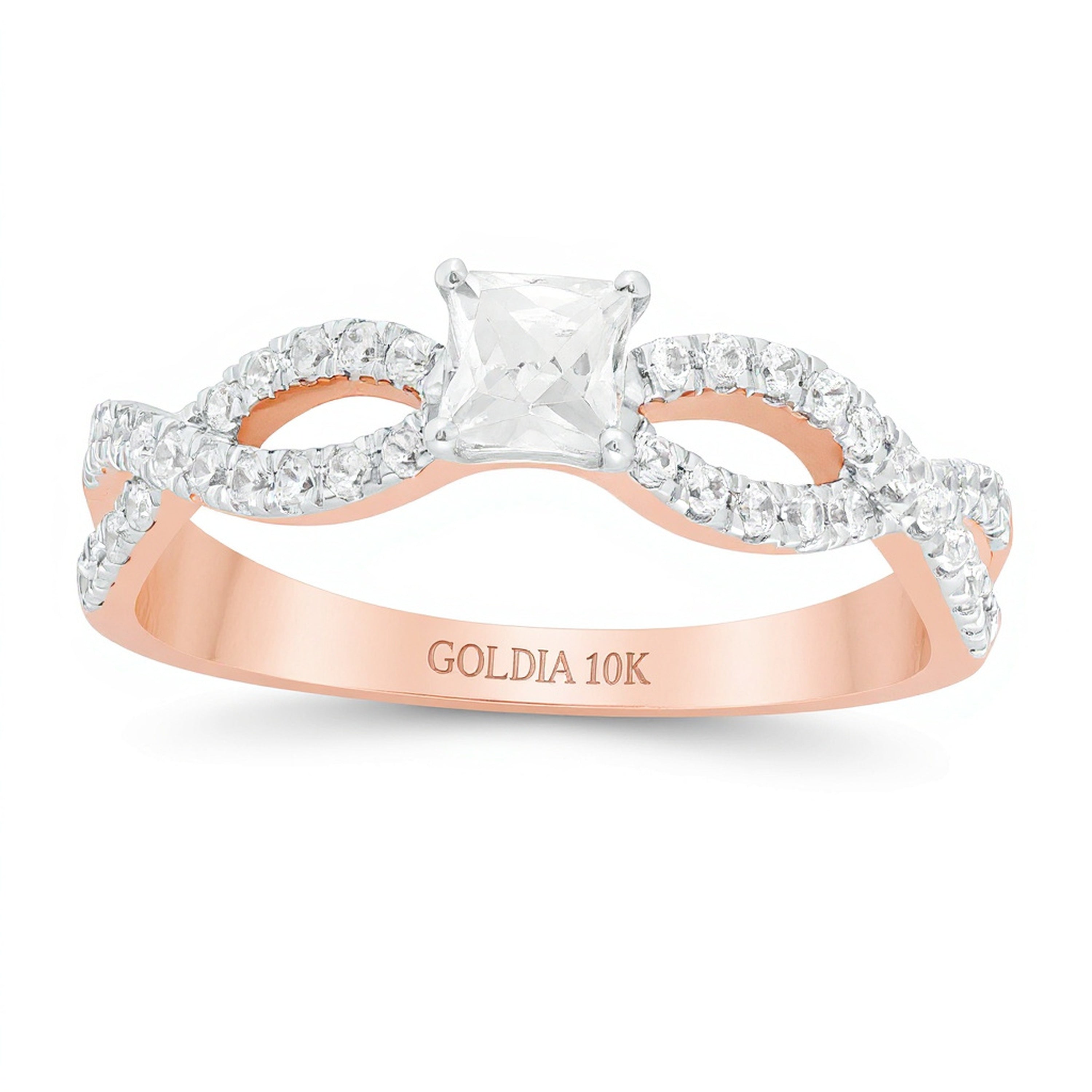 0.5 CT. TW Princess-Cut Diamond Infinity Twist Shank Engagement Ring in 10K Rose Gold