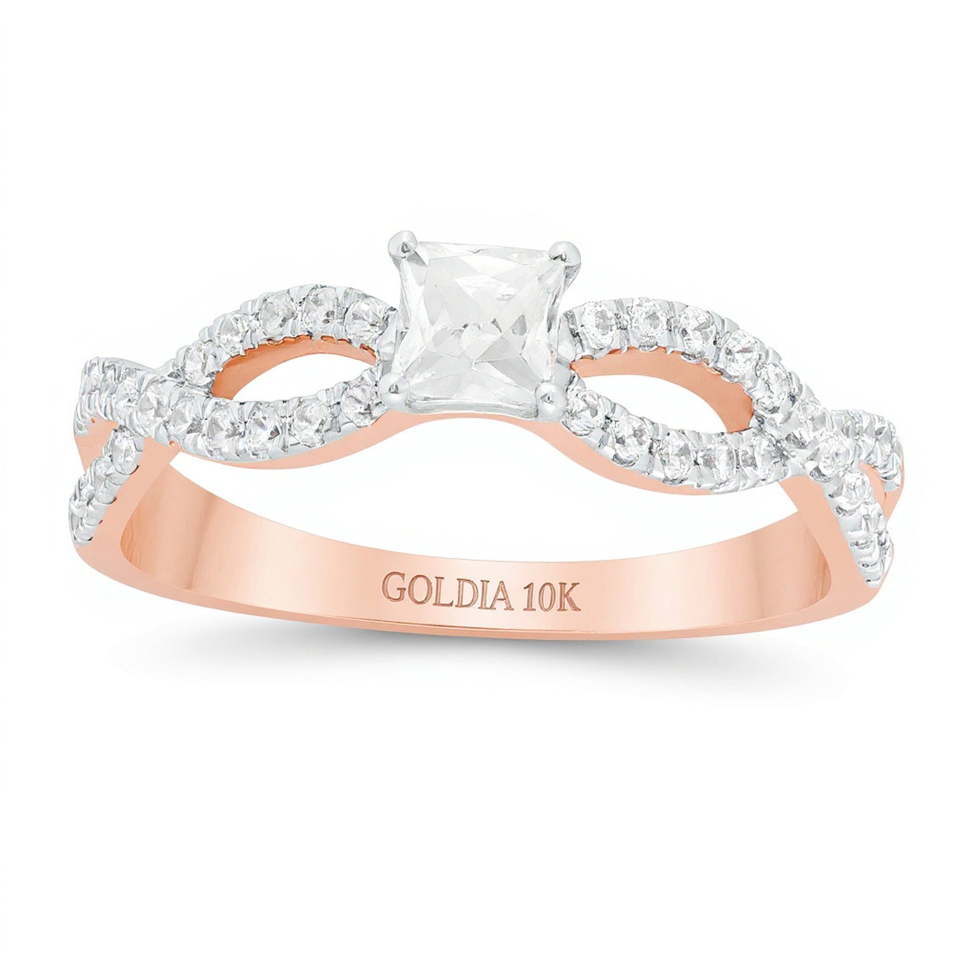 0.5 CT. TW Princess-Cut Diamond Infinity Twist Shank Engagement Ring in 10K Rose Gold