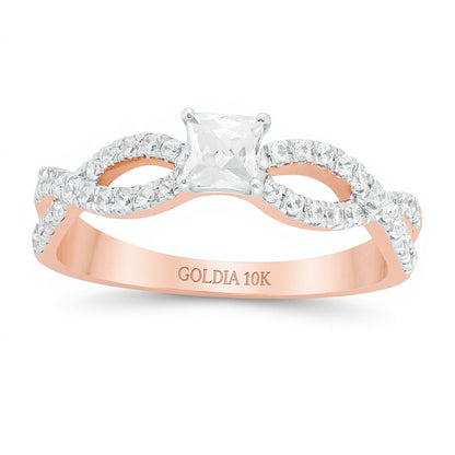 0.5 CT. TW Princess-Cut Diamond Infinity Twist Shank Engagement Ring in 10K Rose Gold