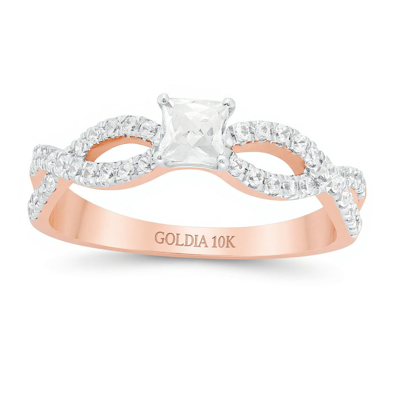 0.5 CT. TW Princess-Cut Diamond Infinity Twist Shank Engagement Ring in 10K Rose Gold