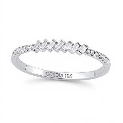 0.1 CT. TW Baguette Diamond Zig-Zag Ring in 10K White Gold