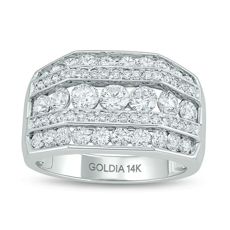 2.5 CT. TW Diamond Five Row Ring in 14K White Gold