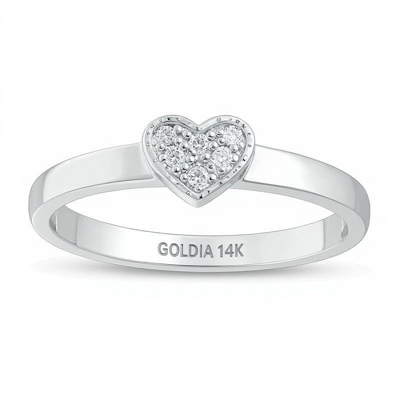 0.05 CT. TW Composite Diamond Heart-Shaped Promise Ring in 14K White Gold