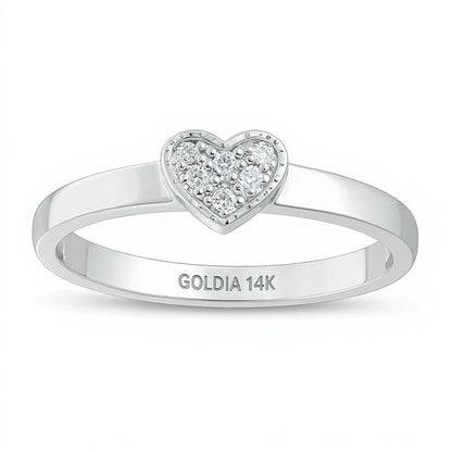 0.05 CT. TW Composite Diamond Heart-Shaped Promise Ring in 14K White Gold