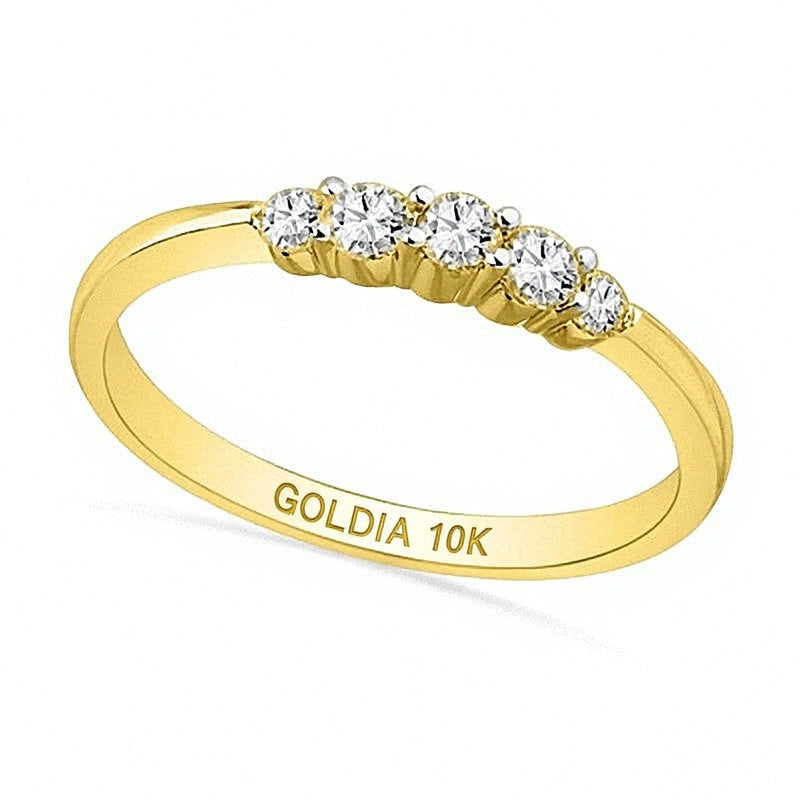 0.25 CT. TW Diamond Five Stone Wedding Band in 10K Gold