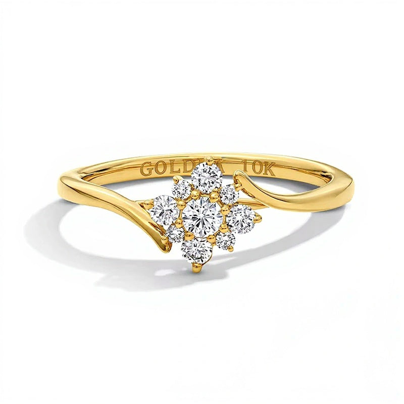 0.25 CT. TW Lab-Grown Multi-Diamond Bypass Ring in 10K Gold (F/VS2)