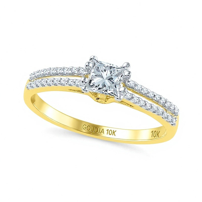 0.33 CT. TW Princess-Cut Diamond Split Shank Engagement Ring in 10K Gold