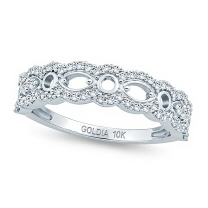 0.5 CT. TW Diamond Alternating Round and Marquise Scallop Anniversary Band in 10K White Gold