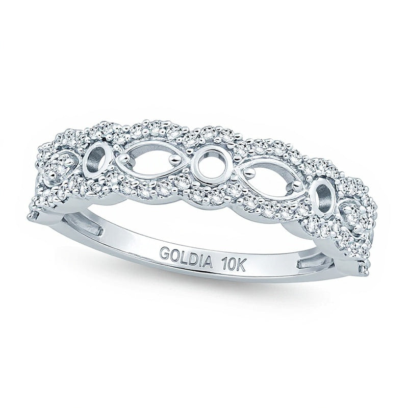 0.5 CT. TW Diamond Alternating Round and Marquise Scallop Anniversary Band in 10K White Gold
