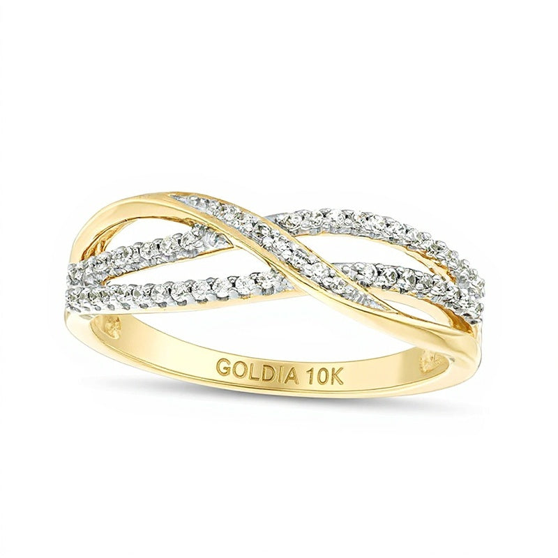 0.17 CT. TW Diamond Layered Crossover Anniversary Band in 10K Gold