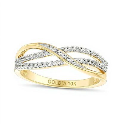 0.17 CT. TW Diamond Layered Crossover Anniversary Band in 10K Gold
