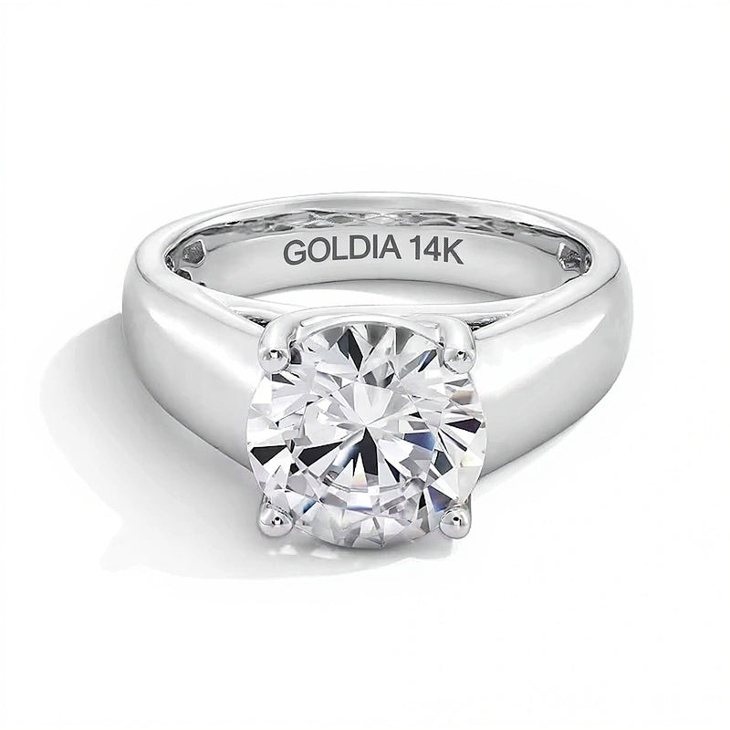 3.0 CT. Lab-Grown Diamond Solitaire Cigar Band Engagement Ring in 14K White Gold (F/VS2)