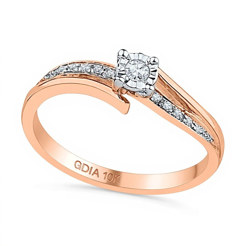 0.1 CT. TW Diamond Bypass Split-Shank Promise Ring in 10K Rose Gold