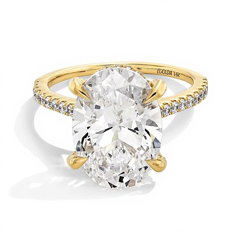 6.5 CT. TW Oval Lab-Grown Diamond Hidden Frame Engagement Ring in 14K Gold (F/VS2)
