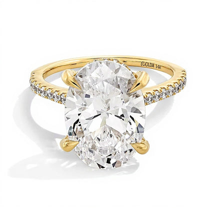 6.5 CT. TW Oval Lab-Grown Diamond Hidden Frame Engagement Ring in 14K Gold (F/VS2)