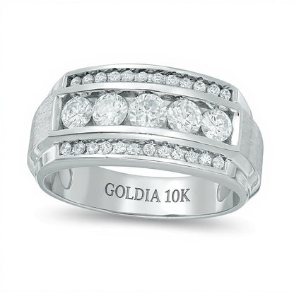 1.25 CT. TW Diamond Three Row Comfort Fit Band in 10K White Gold
