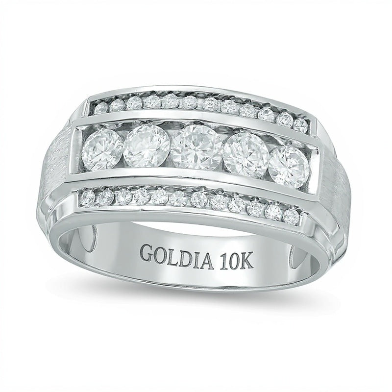 1.25 CT. TW Diamond Three Row Comfort Fit Band in 10K White Gold