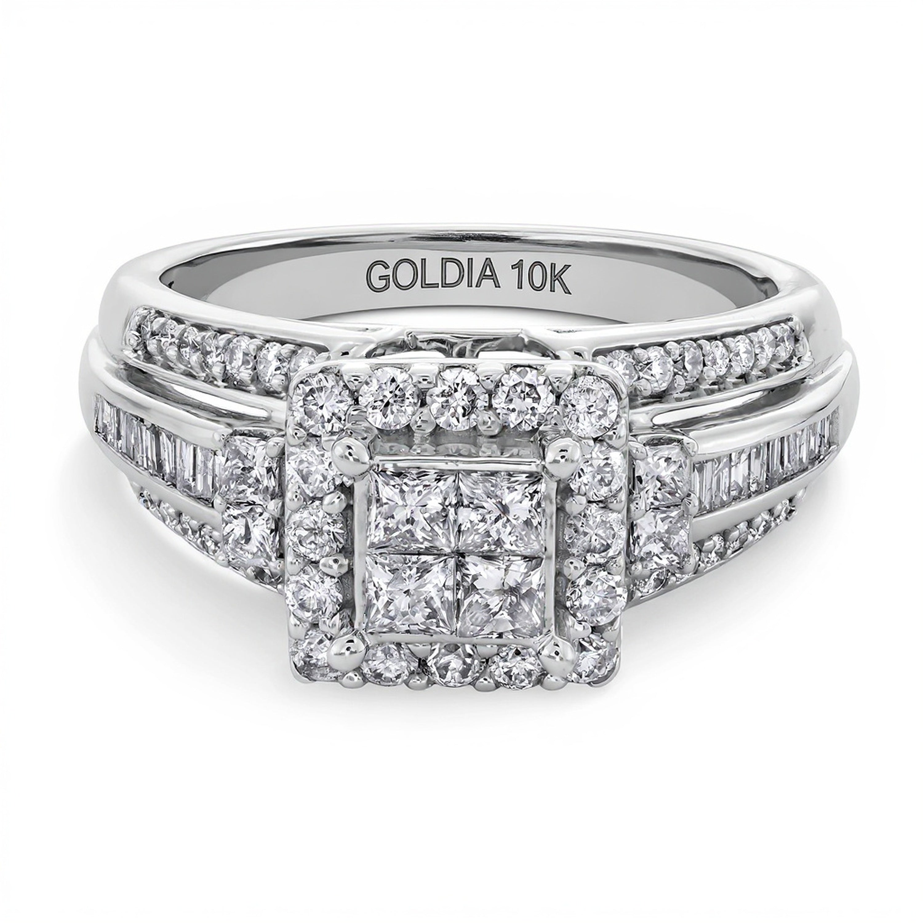 1.0 CT. TW Quad Princess-Cut Diamond Frame Engagement Ring in 10K White Gold