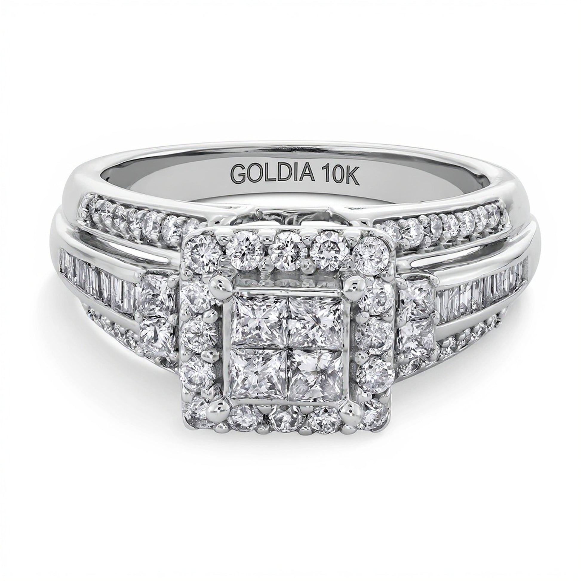 1.0 CT. TW Quad Princess-Cut Diamond Frame Engagement Ring in 10K White Gold