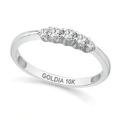 0.25 CT. TW Diamond Five Stone Wedding Band in 10K White Gold