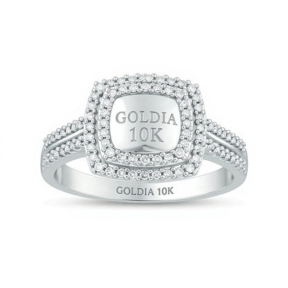 0.38 CT. TW Diamond Double Cushion Frame Ring in 10K White Gold